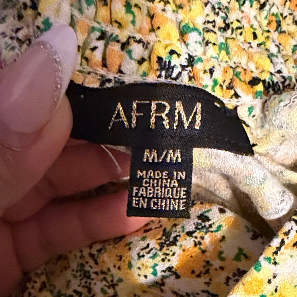 AFRM Yellow Floral Asymmetrical Midi Skirt - Picture 2 of 8